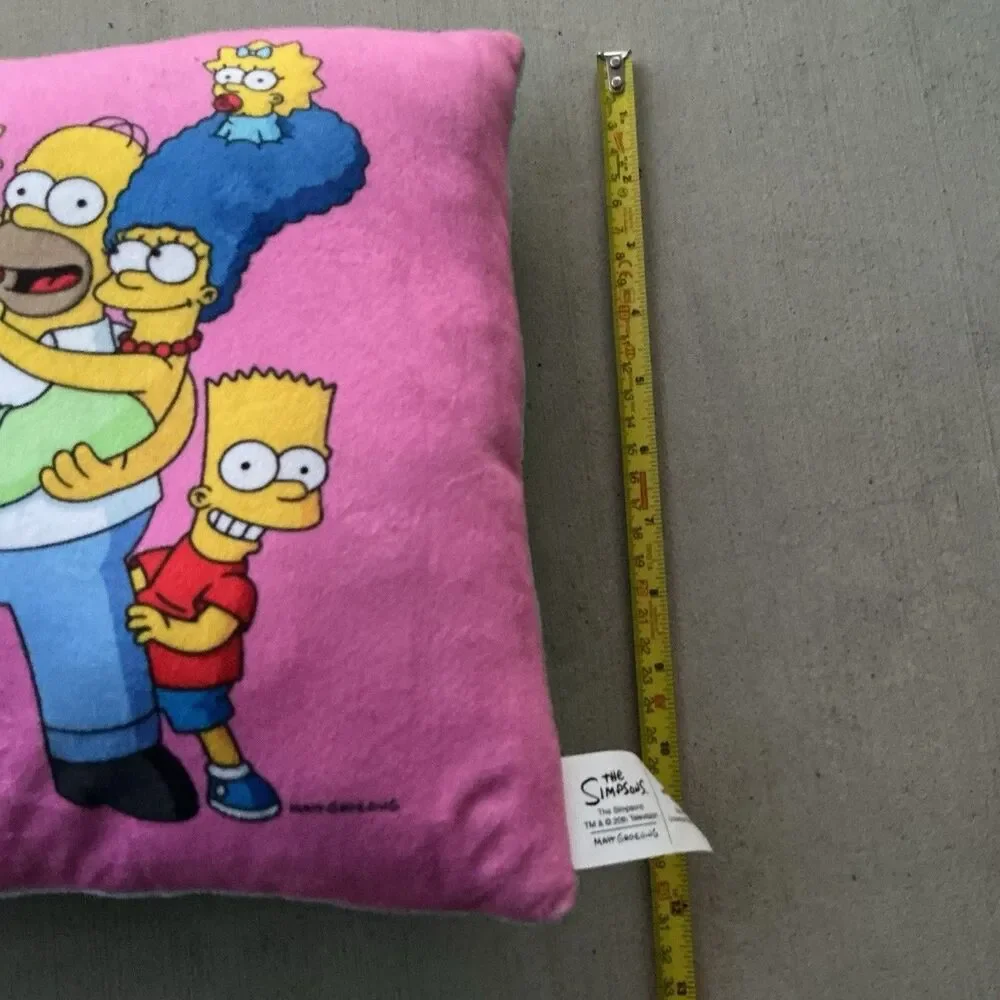 The Simpsons Family Plush Pillow Pink Homer Marge Bart Lisa Maggie 12x12